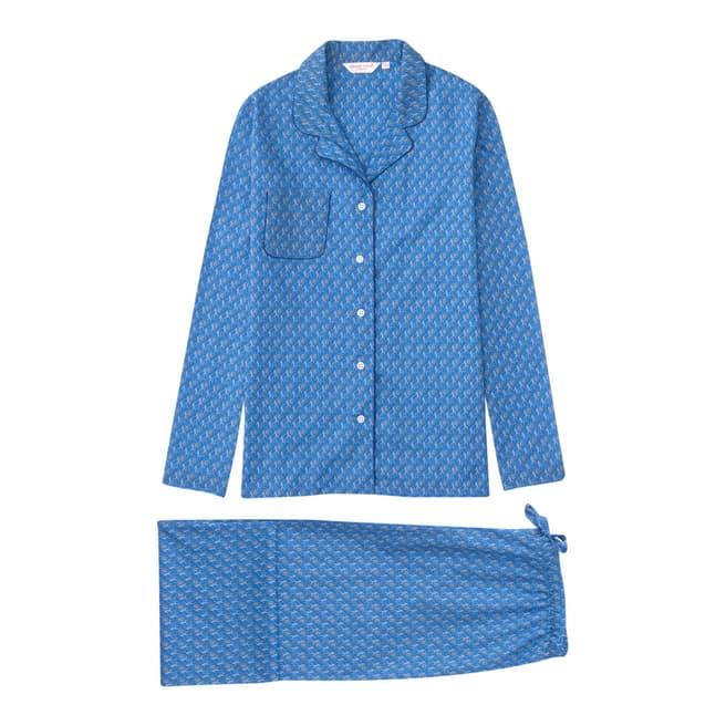 DEREK ROSE Blue Mix Ledbury Classic Pyjama Set