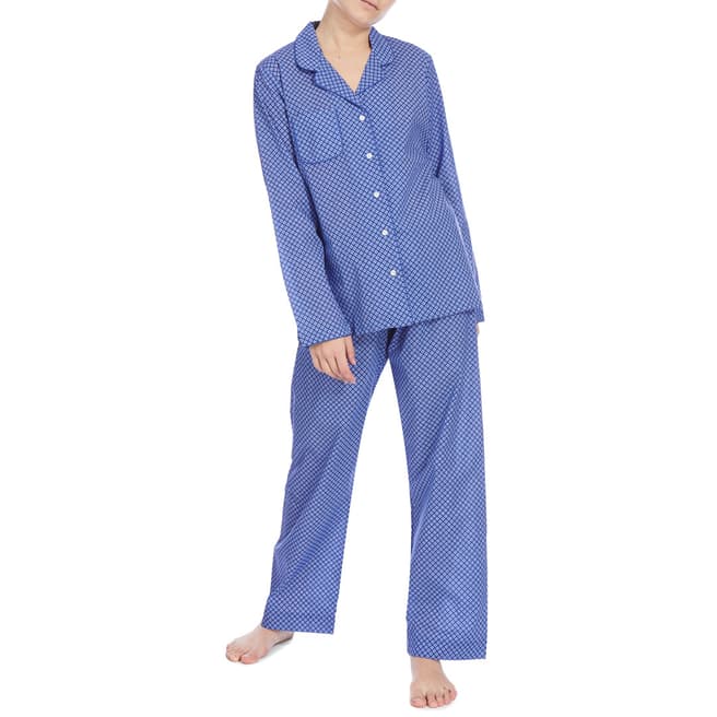DEREK ROSE Navy Ledbury Classic Pyjama Set