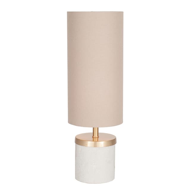 Pacific Short Marble Table Lamp with Taupe Handloom Shade
