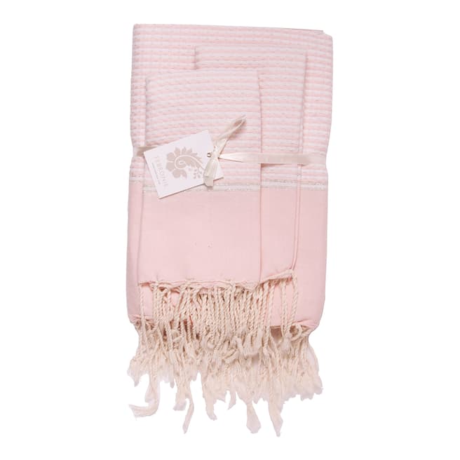 Febronie Copenhagen Set of 3 Bathroom Hammam Towels, Pale Pink