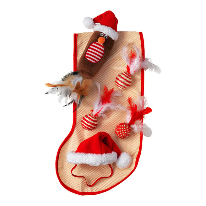 House Of Paws Red/ Multi Party Animal Cat Stocking