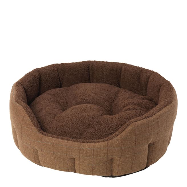 House Of Paws Brown L Tweed Oval Pet Bed 76x68x25cm