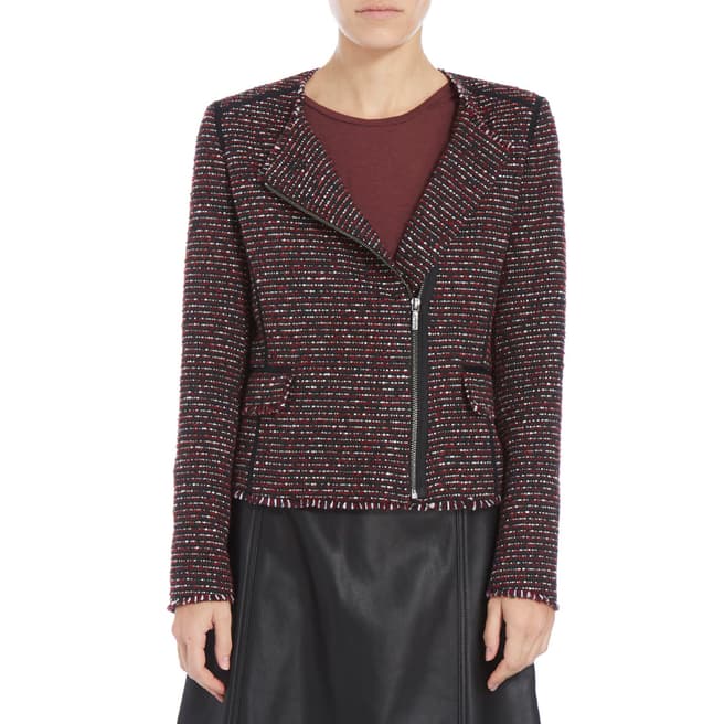 BOSS ORANGE Red/Multi Okarli Textured Wool Blend Jacket