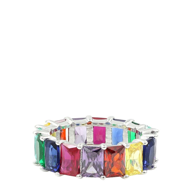 Alexa by Liv Oliver Sterling Silver Multi Colour Zirconia Eternity Band Ring
