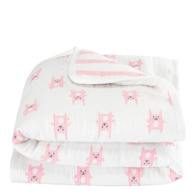 Aden & Anais Pink Bunny Flannel Mini Blanket 