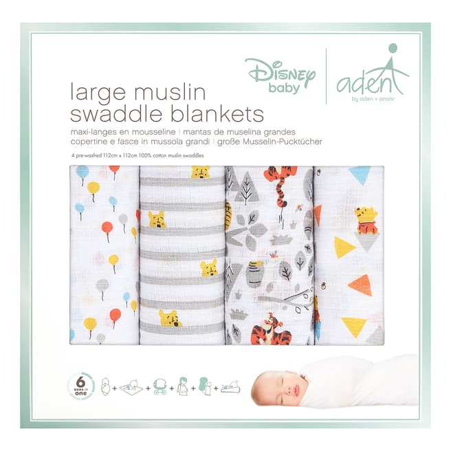 Aden & Anais Winnie The Pooh Disney Baby 4-Pack Classic Swaddle 