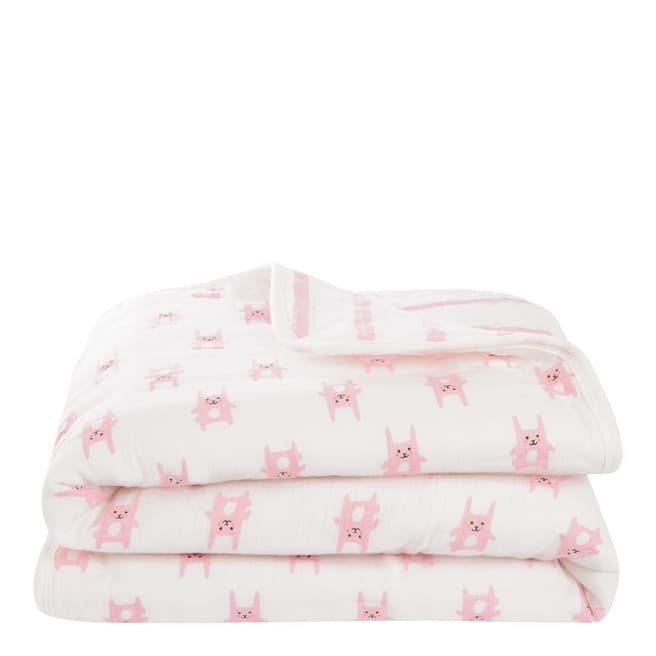Aden & Anais Pink Bunny Flannel Muslin Blanket