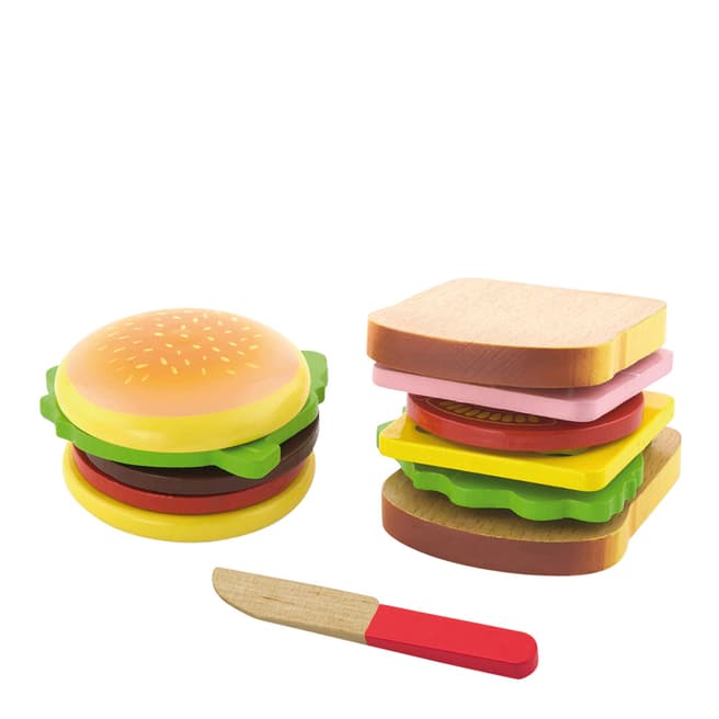 Viga Toys 11 Piece Hamburger And Sandwich Set