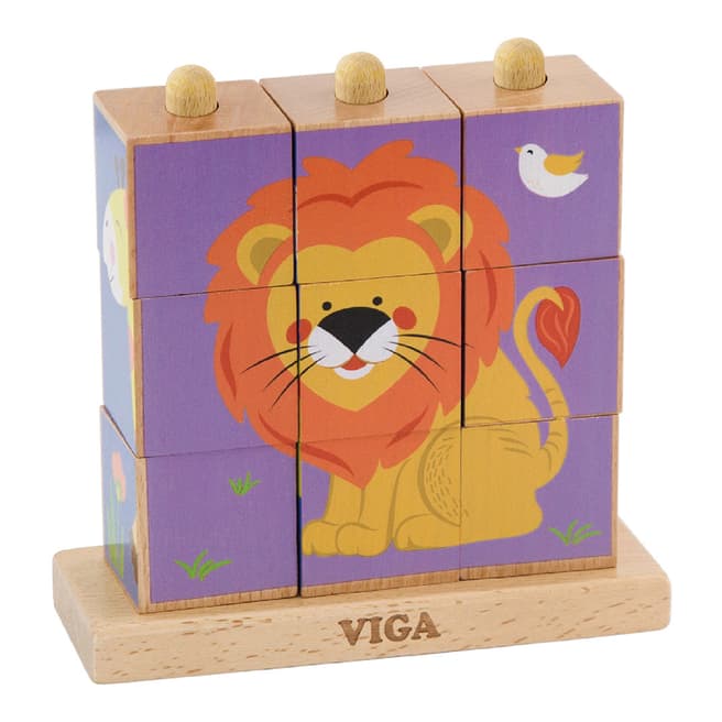 Viga Toys 9 Piece Wild Animals Stacking Cube Puzzle
