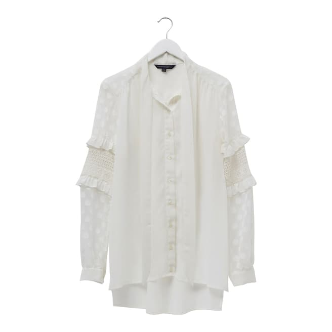 French Connection White Frilled Lace Blouse