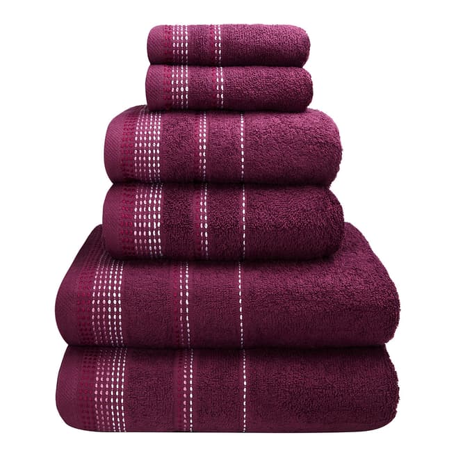 Rapport Berkley Set of 6 Towels, Mulberry