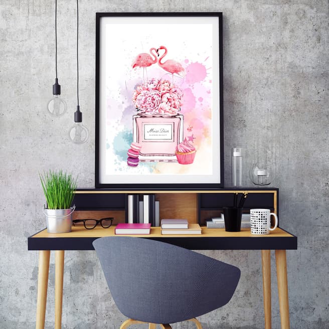 Rock Salt Prints Miss Dior/Flamingo/Macaron Perfume Bottle Fashion Framed Print 43x61cm