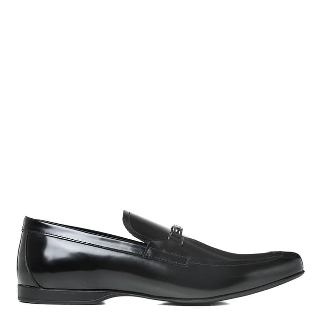 Versace Collection Black Brushed Leather Loafers 