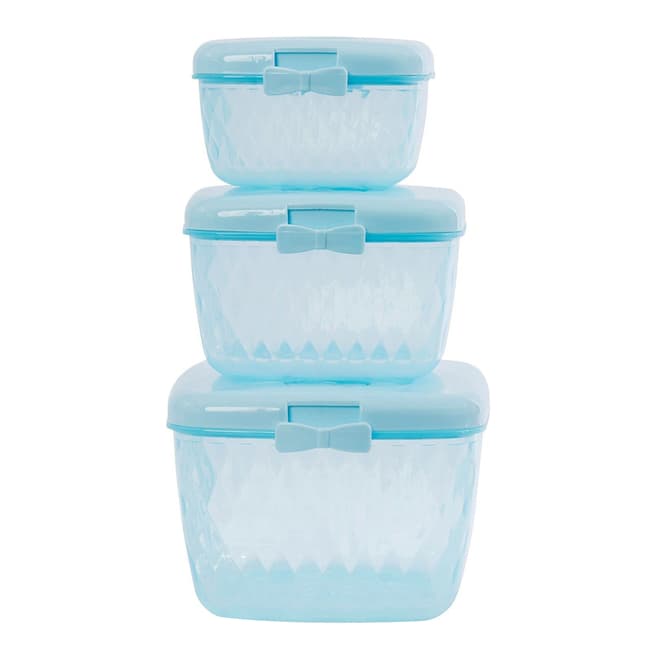 Miss Etoile Set of 3 Plastic Containers, Blue