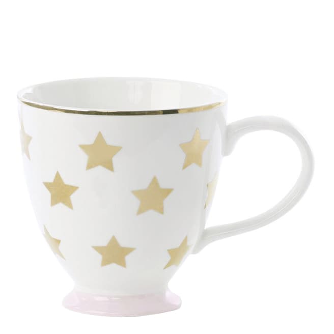 Miss Etoile Ceramic Coffee Mug, White & Gold Stars