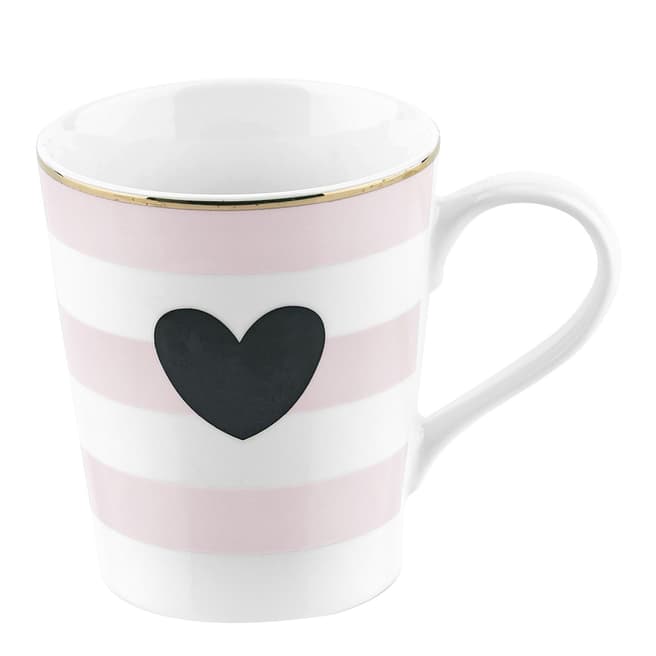 Miss Etoile Ceramic Coffee Mug, Rose Stripes & Black Heart