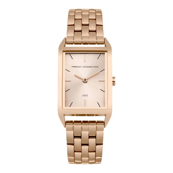 French Connection Rose Gold Rectangle Metal Watch