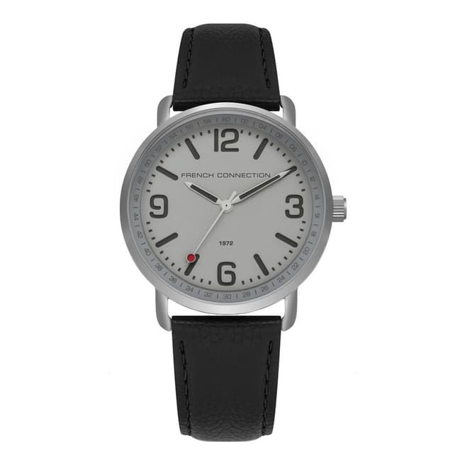 French Connection Matte Black Leather Strap Watch