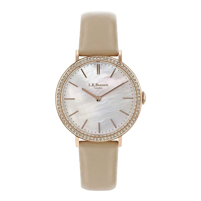 L K Bennett Mother Of Pearl Watch With Rose Gold Casing