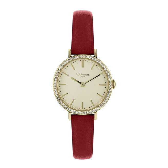 L K Bennett Champagne Satin Watch With Gold Casing