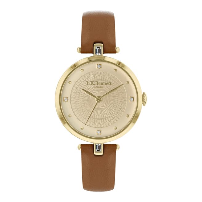 L K Bennett Champagne Satin Watch With Gold Casing