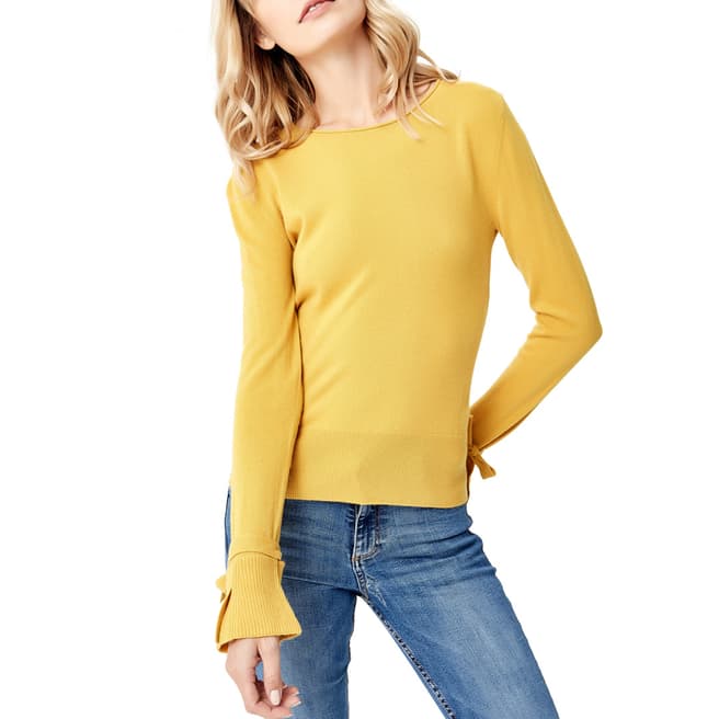 Manode Yellow Cashmere Tie Cuff Knitted Jumper