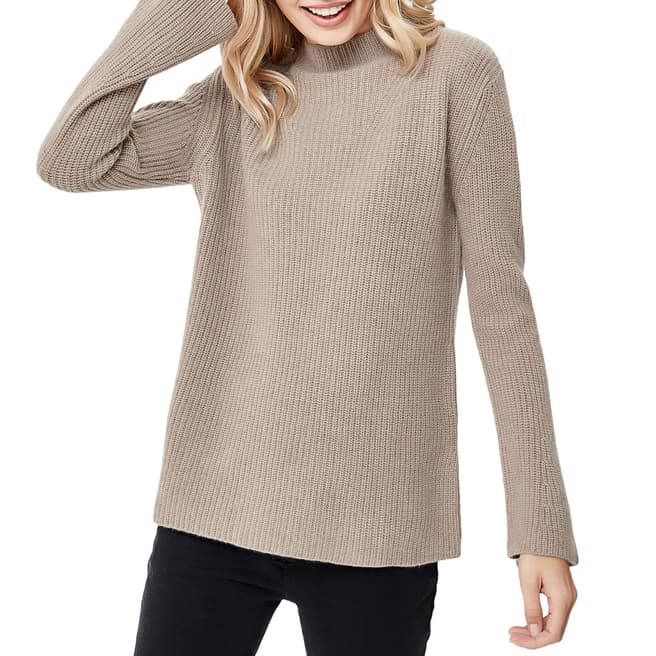 Manode Brown Cashmere Ribbed High Neck Knitted Jumper 