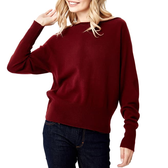 Manode Red Cashmere Knitted Open Neck Jumper