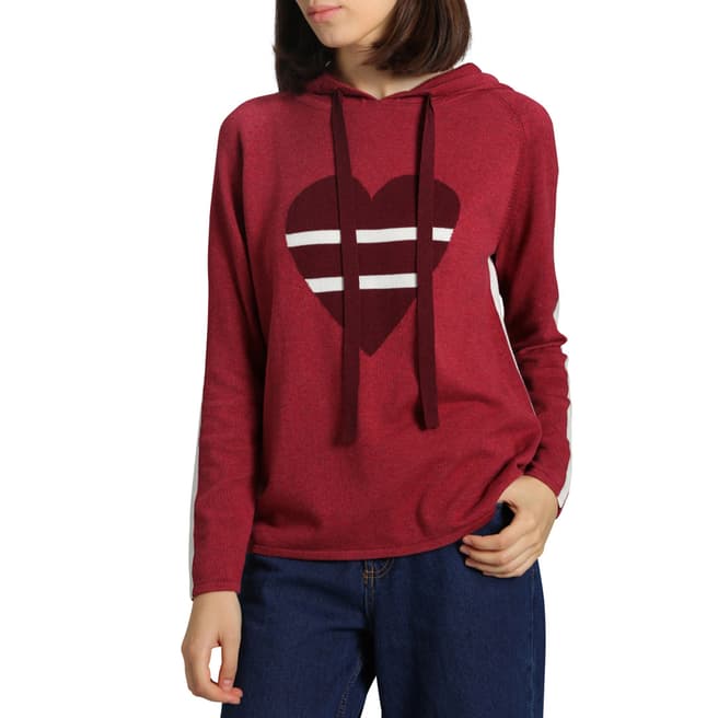 Manode Red Cashmere Blend Heart Hoody