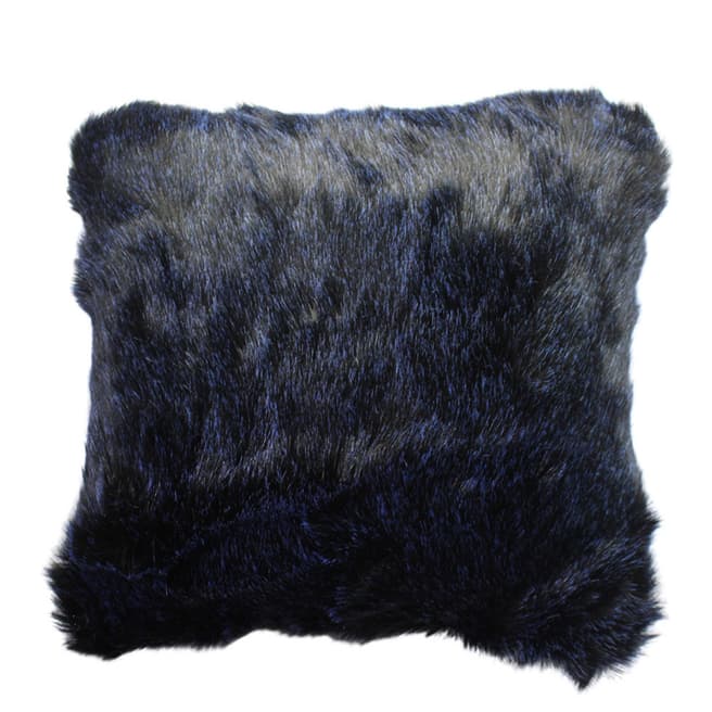Behrens Blue/Black Faux Fur Cushion 50x50cm