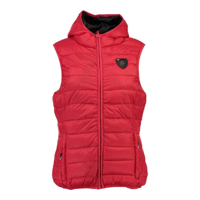 Geographical Norway Girl's Red Volantis Vest Hood Gilet