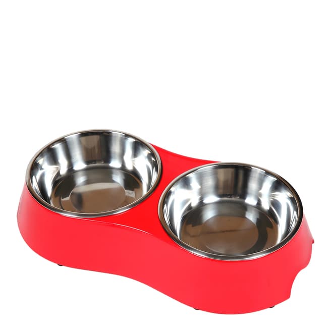 Hounds Red Large Twin Melamine Bowl 32x18cm