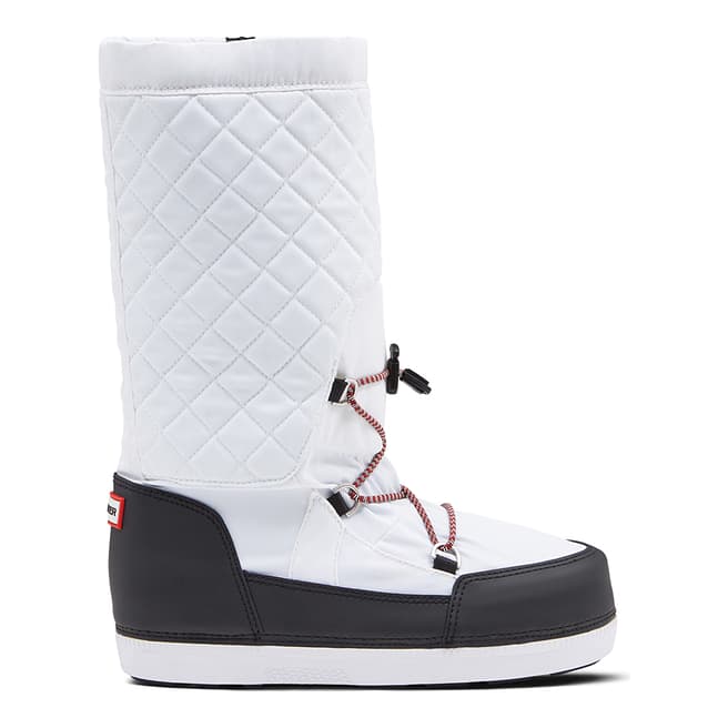 Hunter White & Black Original Quilted Snow Boots