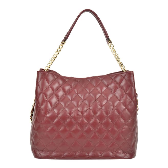 Anna Luchini Vino Leather Quilted Top Handle Bag with Chain