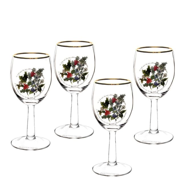 Portmeirion Set of 4 The Holly The Ivy Wine Glasses