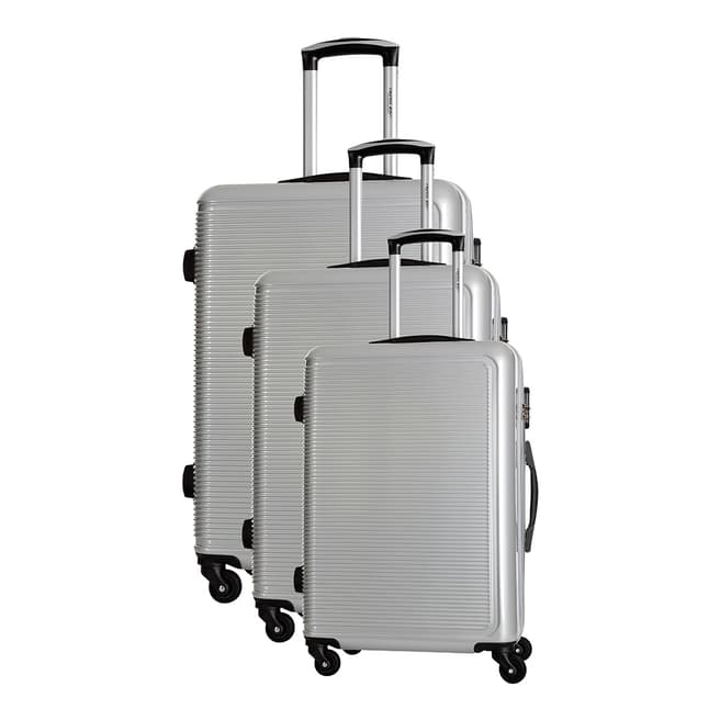 Travel One Silver Maryhill Set Of Three 4 Wheeled Suitcases Set of 3