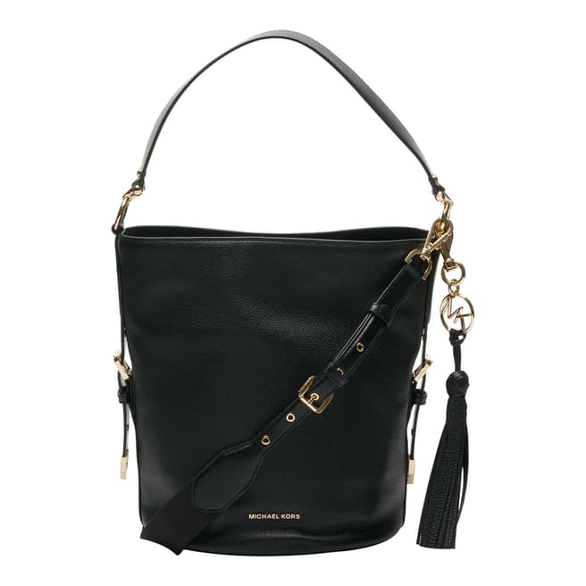 Michael Kors Black Brooke Medium Pebbled Leather Bucket Bag
