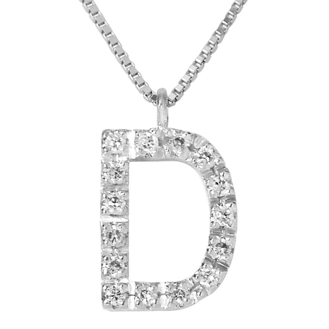 Pretty Solos White Gold 0.08 cts Letter D Necklace