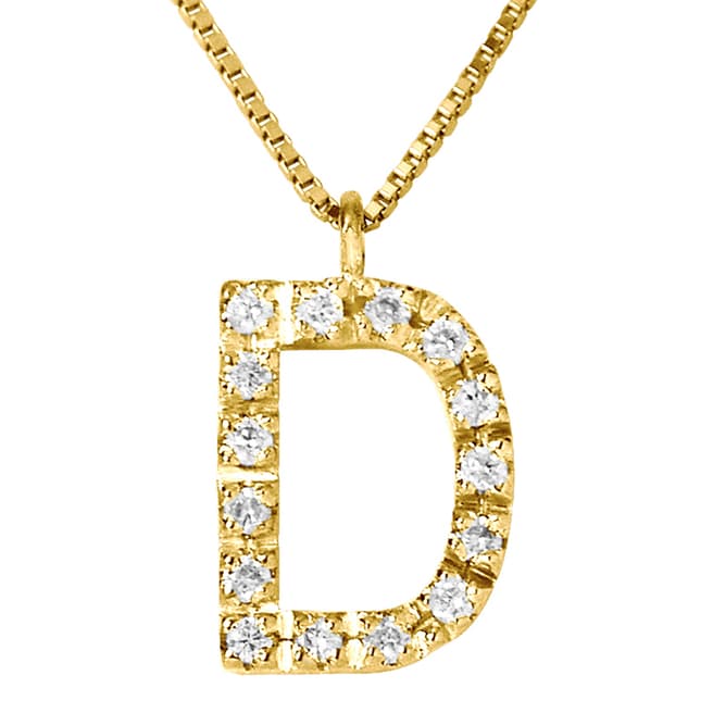 Pretty Solos Yellow Gold 0.08 cts Letter D Necklace