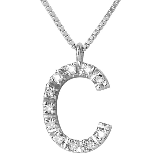 Only You White Gold 0.06 cts Letter C Necklace