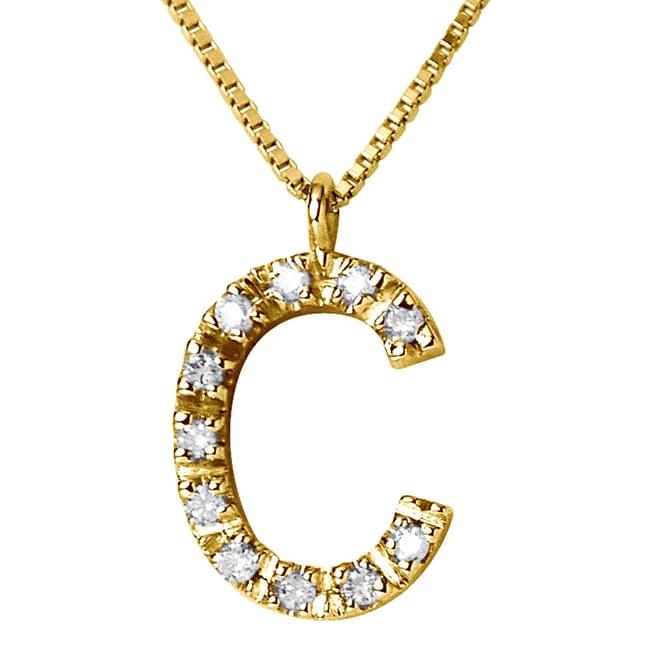 Pretty Solos Yellow Gold 0.06 cts Letter C Necklace