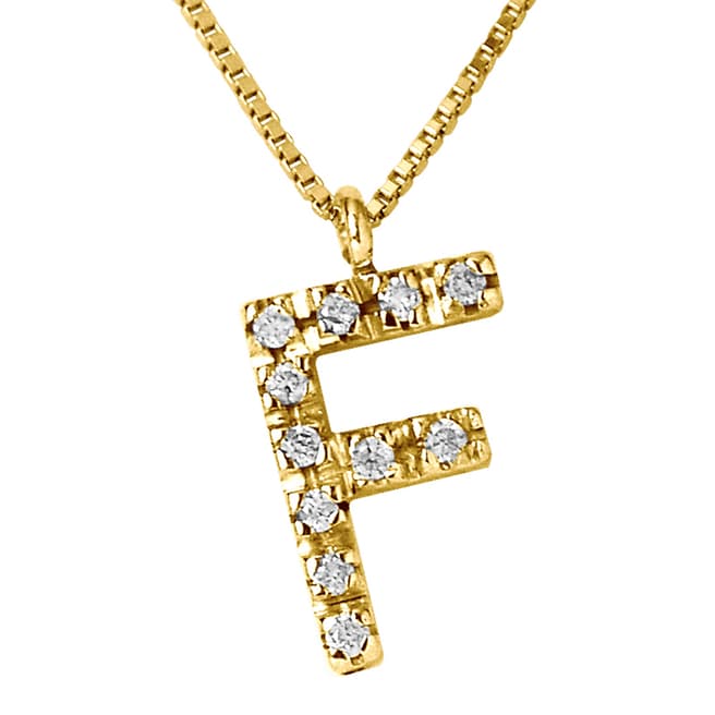 Pretty Solos Yellow Gold 0.06 cts Letter F Necklace