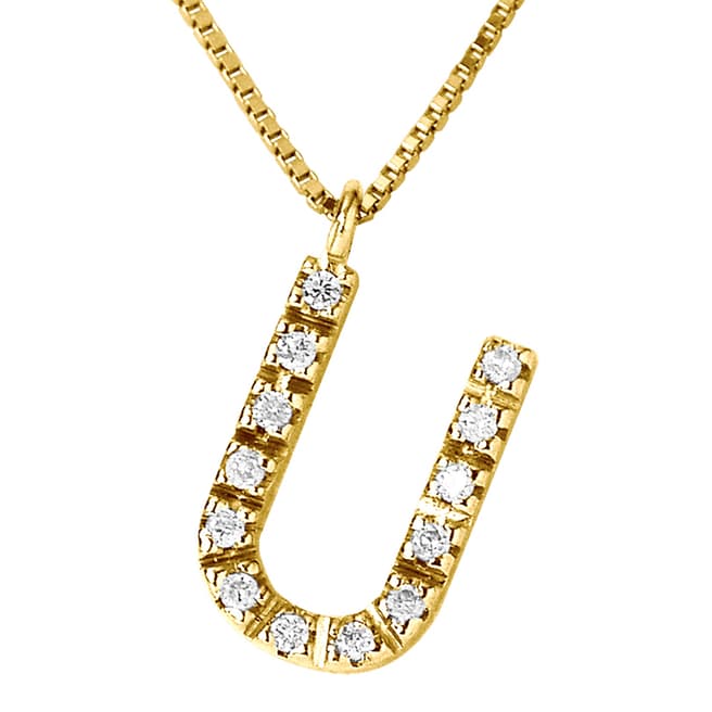 Pretty Solos Yellow Gold 0.06 cts Letter U Necklace
