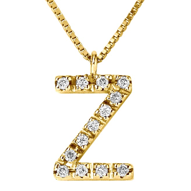 Pretty Solos Yellow Gold 0.06 cts Letter Z Necklace
