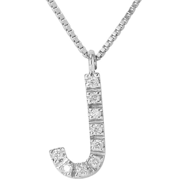 Pretty Solos White Gold 0.05 cts Letter J Necklace