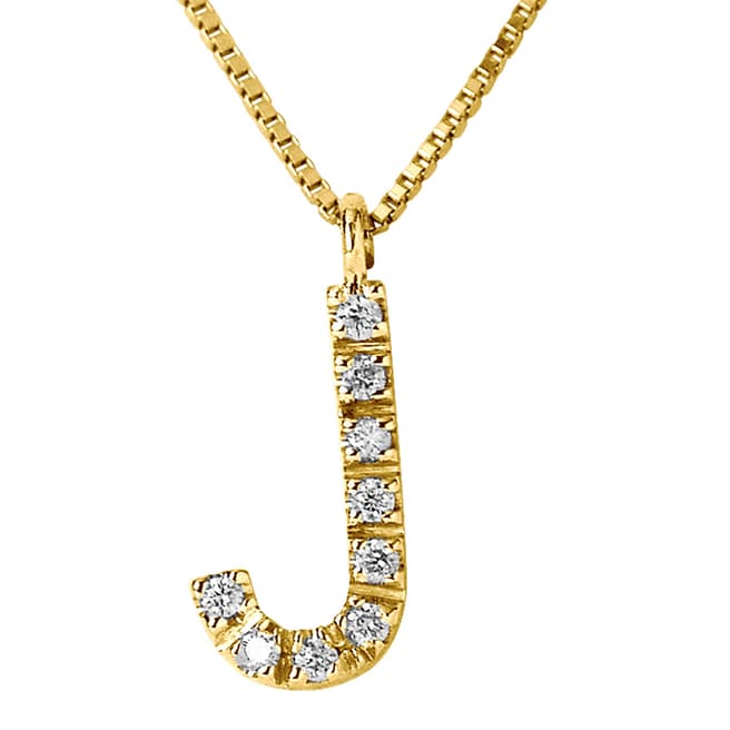 Pretty Solos Yellow Gold 0.05 cts Letter J Necklace