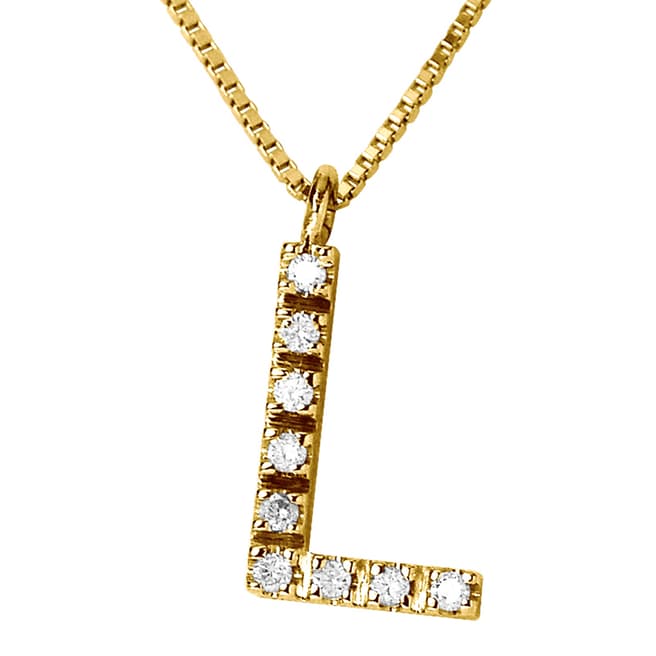 Pretty Solos Yellow Gold 0.05 cts Letter L Necklace