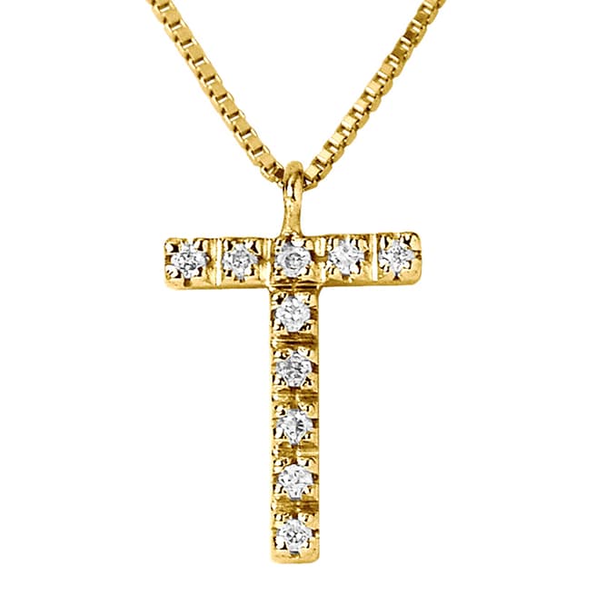 Pretty Solos Yellow Gold 0.05 cts Letter T Necklace