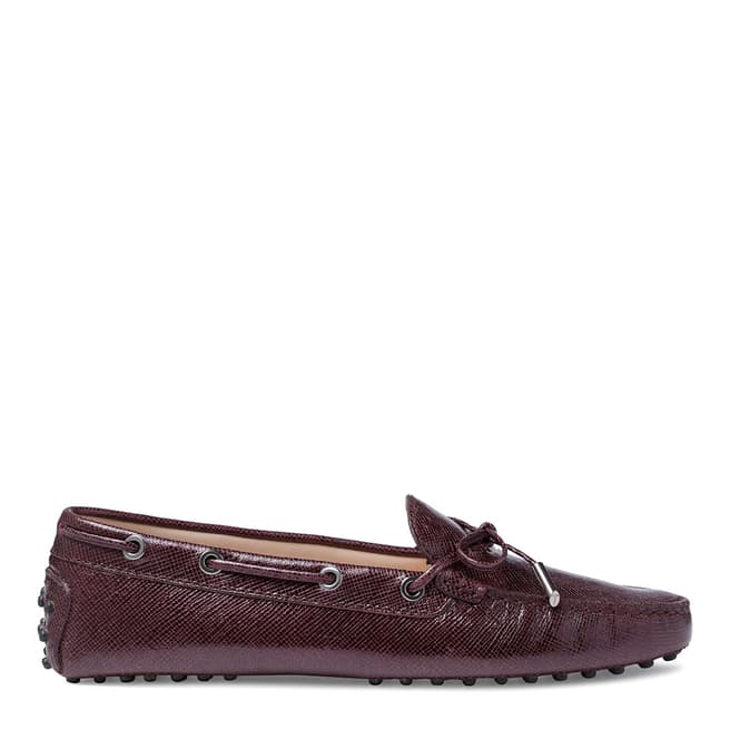 Tod's Purple Leather Textured Bow Moccasins 
