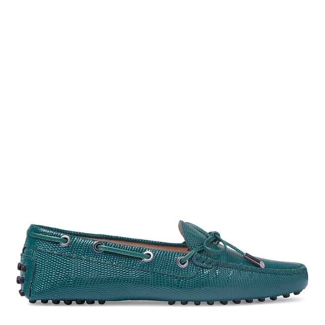 Tod's Green Leather Bow Moccasins